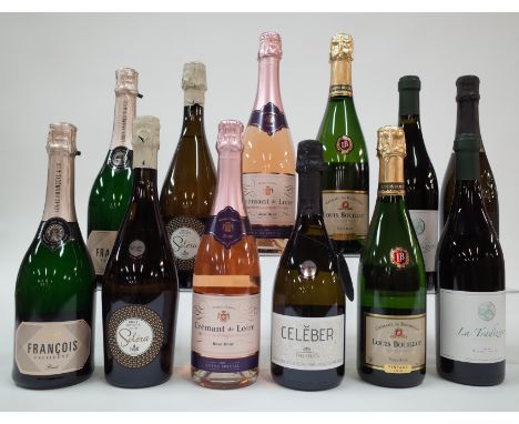 8 BOTTLES FRENCH AND 4 ITALIAN SPARKLING WINETorley 2 x Francois President Brut NV; Dopff 2 x Solera Brut Nature; Asda 2 x Ex