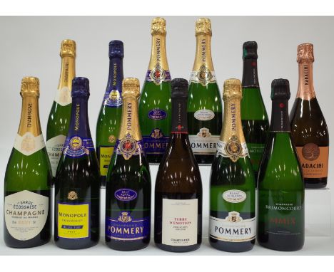 11 BOTTLES CHAMPAGNE AND 1 MOLDOVAN SPARKLING WINEThe Leith Export Company 2 x La Garde Ecossaise Brut NV; Heidsieck + Co Mon