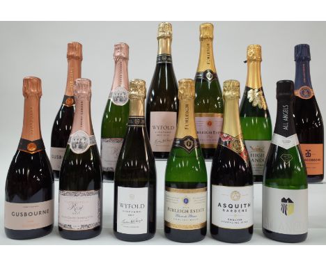 12 BOTTLES ENGLISH SPARKLING WINEGusbourne 2 x Rosé 2018; Court Garden 2 x Rosé Brut 2018; Wyford Vineyard Rosé Brut 2017 and