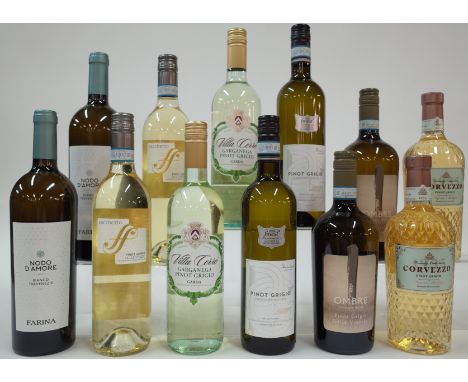 12 BOTTLES ITALIAN WHITE WINEFarina 2 x Nodo d'Amore 2020; Sacchetto 2 x Pinot Grigio 2020; Cantina di Soave 2 x Villa Cerro 