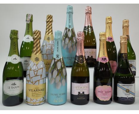 10 BOTTLES CAVA AND 2 EGYPTIAN SPARKLING WINEEgyptian International Beverages 2 x Le Baron Brut NV; Vilarnau 2 x Organic Gold