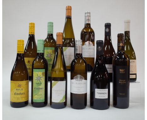 12 BOTTLES GEORGIAN, INDIAN, TURKISH  AND LEBANESE WHITE WINESula Vineyards 2 x Dindori Reserve Chardonnay 2021 and 2 x Dindo