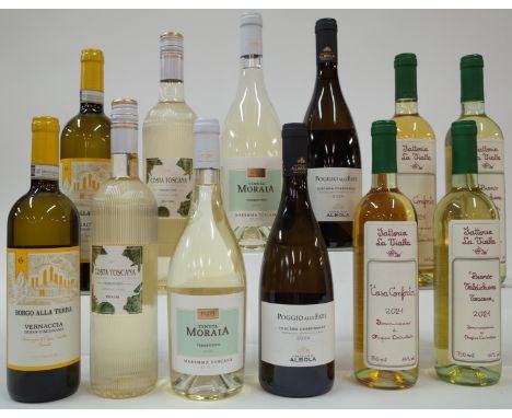 12 BOTTLES ITALIAN WHITE WINEGeorgrafico 2 x Borgo alla Terra 2021; Piccini 2 x Organic Vermentino 2021; Tenula Moraia 2 x Ve