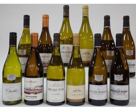 12 BOTTLES FRENCH WHITE WINETescos 2 x Finest Chablis 2020, 2 x Pouilly-Fumé 2021 and 2 x Sancerre 2021; Edouard Delaunay 2 x