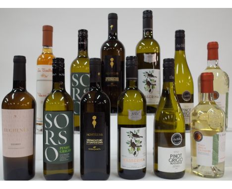 11 BOTTLES ITALIAN WHITE AND 1 DESSERT WINESibiliana Eughenes Zibibbo 2021; Codice Citra 2 x Sorso Pinot Grigio 2021; Cantina