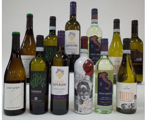 12 BOTTLES ITALIAN WHITE WINEVigna Dogarina 2 x Pinot Grigio 2021; Cantina di Custoza 2 x Val dei Molini 2021; Asda 2 x Extra