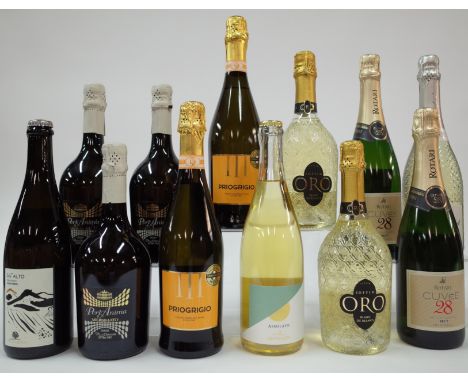 12 BOTTLES ITALIAN SPARKLING WINERotari 2 x Cuvée 28 Brut NV; Enoitalia 2 x Soffio Oro Blanc de Blancs Extry Dry NV and 2 x P