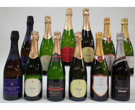 12 BOTTLES ENGLISH SPARKLING WINEWoodchester Valley 2 x Blanc De Blancs Brut 2017; Fox + Fox Mayfield 2 x Essence Pure Chardo