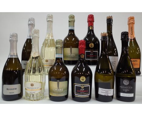 12 BOTTLES PROSECCORuggeri 2 x Argeo Brut NV; Piccini 2 x Venetian Dress Extra Dry NV; Botter Spa 2 x Organic Ombre Brut NV; 