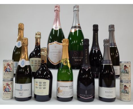 11 BOTTLES AND 4 CANS ENGLISH SPARKLING WINEHerbert Hall 2 x Brut 2016; Fitz 2 x Brut NV; Ridgeview Estate Winery Leckford Br