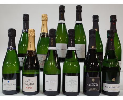 12 BOTTLES CHAMPAGNEChampagne Castelnau 2 x Reserve Brut NV; Lallier 2 x R.018 Brut NV; Pierre Grandin 2 x Constantine Solarr