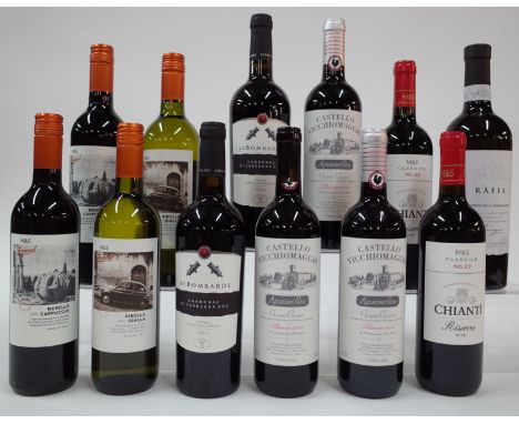 10 BOTTLES ITALIAN RED AND 2 WHITE WINEMarks + Spencer 2 x Found Nerello Cappuccio 2020, 2 x Found Ribolla Gialla 2021 and 2 