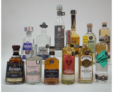 12 BOTTLES TEQUILASierra Milenario; Mijenta Blanco; Lunazul Anejo; Cutwater Reposado; Azteca Gold; El Sueno Silver and Premiu