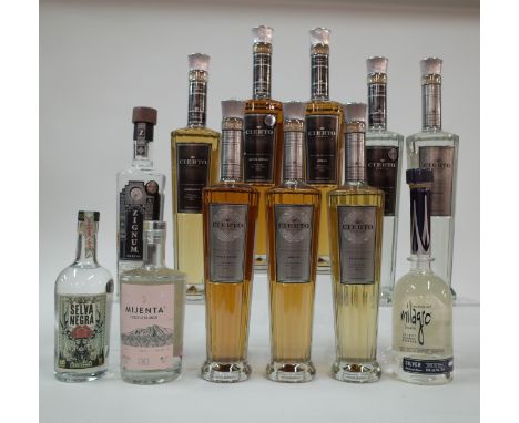 12 BOTTLES TEQUILASelva Negra Agaven Spirituose (50cl); Mijenta Blanco; Zingum Mezcal Joven; Leyenda del Milagro Select Barre