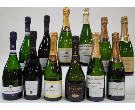 11 BOTTLES CHAMPAGNE AND 1 BRAZILIAN SPARKLING WINEBesserat de Bellefon 2 x Bleu Brut NV; Castelnau 2 x Hors Categorie Brut N