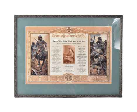 A WWII Second World War Third Reich Nazi German Battle Memorial Plaque dedicated to one Corporal Ernest Rieck who was born De