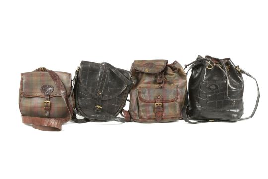 Four Vintage Mulberry Handbags To Include A Tartan Scotchgrain Backpack Brown Congo Leather Tri Four Vintage Mulberry Handbags To