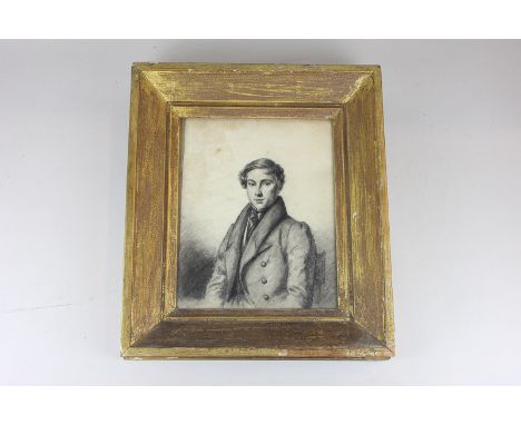 19th century school, portrait of a seated man, charcoal, 23cm by 18cm