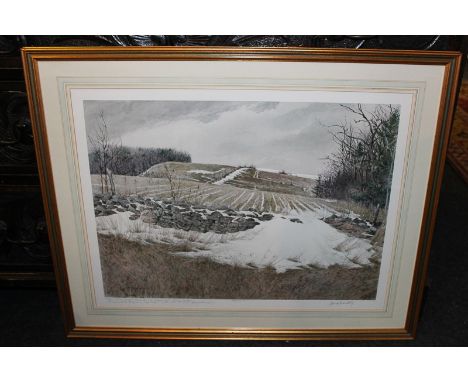 After David Armstrong (b 1947), drifted snow, limited edition print 607/950, signed in pencil with personal inscription to th