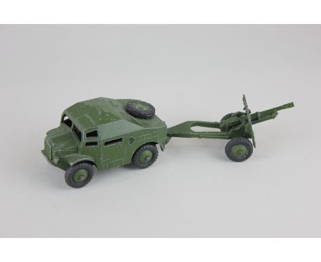 A Dinky toy field artillery tractor with machine gun attachment