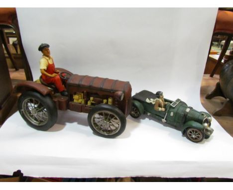 A modern tractor model and similar car (2) 