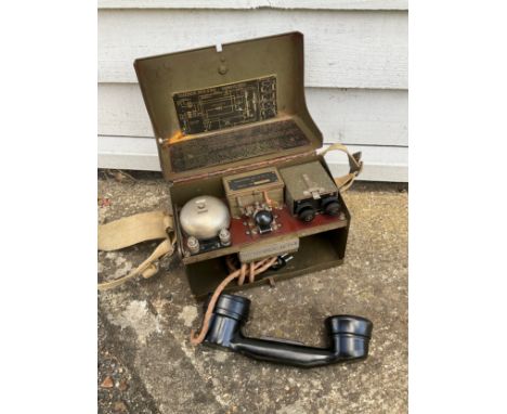 A British Army Telephone Set D Mk. V, cased with handset 