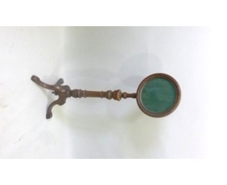 A LATE VICTORIAN OAK AND BEECH SHAVING MIRROR (with later alterations), having circular plate with moulded surround, ringed t