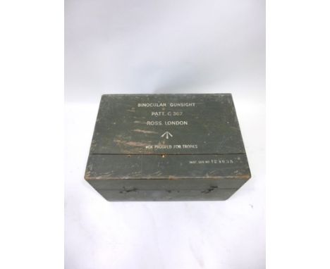 A "ROSS, LONDON" 10 x 70 BINOCULAR GUNSIGHT, pattern G.367 no. 123935, green painted finish with War Department arrow, in ori