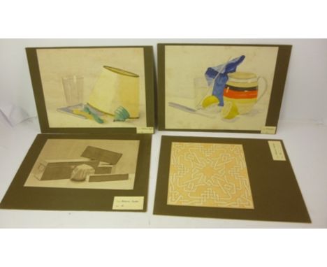 TREVOR CASTLE - circa 1980 A folio of fifteen works, boating, sunrise/sunset scenes, a Watercolour, monogrammed, 12.5cm x 15c