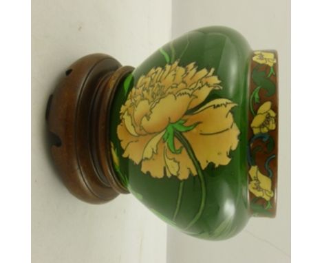 A LATE 19TH CENTURY FOLEY "INTARSIO" SMALL POTTERY JARDINIERE, decorated with stylised flower heads, probably designed by Fre