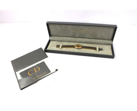 A CHRISTIAN DIOR "ARGENTE" LADY'S WRIST WATCH with date aperture, in original box with paperwork 