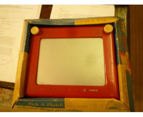 AN "ETCH A SKETCH" TOY with French market original packaging, and a quantity of DIE-CASE TOYS, to include Corgi "Karrier Luco