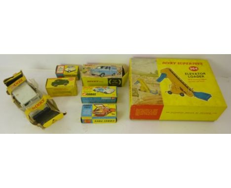 A SELECTION OF DINKY AND CORGI DIE-CAST, comprising; Dinky "Elevator Loader" 964 Dinky "Transit Van" 407 Dinky "Brinks Armour