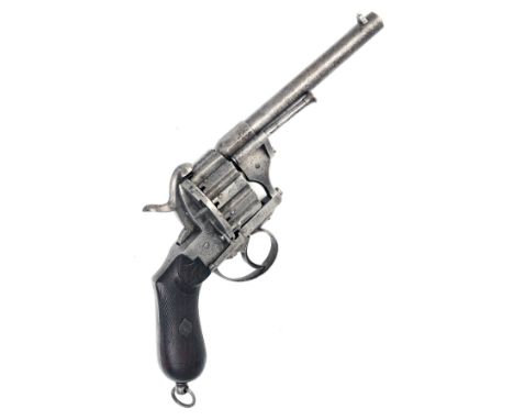 A SCARCE 9mm (PINFIRE) TWELVE-SHOT REVOLVER SIGNED 'CHAINEUX BREVETE', serial no. 16, circa 1855, with round 5 7/8in. barrel 