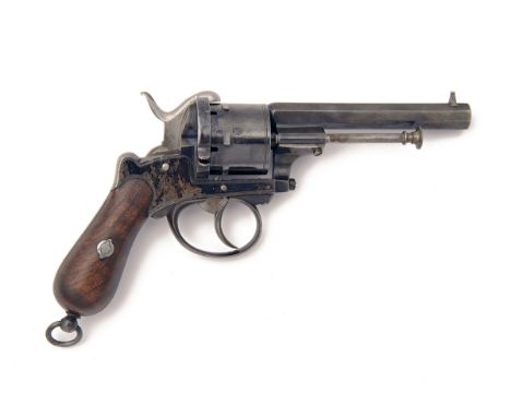 A 9MM PINFIRE DOUBLE-ACTION REVOLVER, UNSIGNED, MODEL 'LEFAUCHEUX TYPE', serial no. 18, circa 1870, with blued octagonal 4 1/