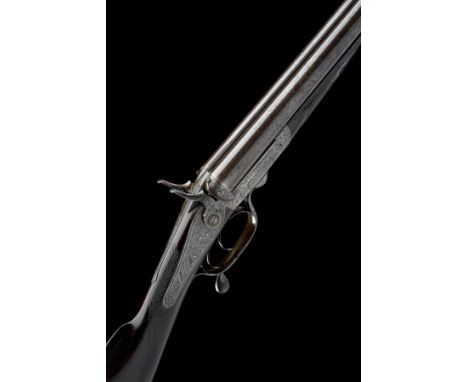 CHARLES LANCASTER AN EARLY 14-BORE ROTARY-UNDERLEVER SLIDE-AND-TILT HAMMERGUN, serial no. 3628, for 1862, 30in. bold damascus
