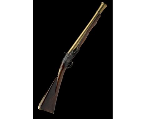 A 20-BORE FLINTLOCK BRASS-BARRELLED BLUNDERBUSS FOR RENOVATION, UNSIGNED, no visible serial number, circa 1775, with 15 1/4in