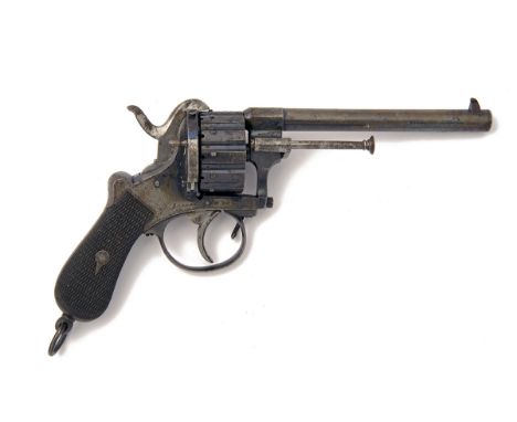 A SCARCE 7mm (PINFIRE) TWELVE-SHOT REVOLVER SIGNED 'LONDON', MODEL 'LEFAUCHEUX PATENT', serial no. 40589, circa 1865, with Bi