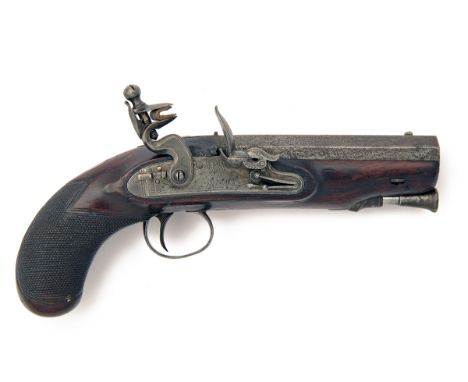 HANSON, DONCASTER A CASED .650 FLINTLOCK 'MAN-STOPPER' OVERCOAT PISTOL, no visible serial number, circa 1815, with 4 1/2in. o