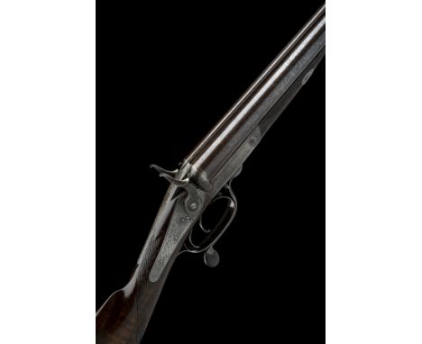 CHARLES LANCASTER AN EARLIER 14-BORE ROTARY-UNDERLEVER SLIDE-AND-TILT HAMMERGUN, serial no. 3253, circa 1860, 31in. damascus 