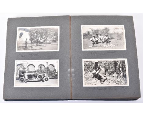 Photograph Album of Big Game Hunting, Punjab, Attock Fort, Vizagapatam (Bay of Bengal) C.1930. Photographs show Porters and s