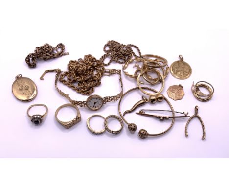 A mixed lot of 9ct gold jewellery, total 81.3GS (A)