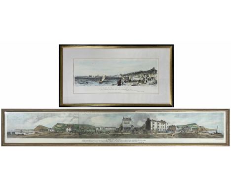 After Havell - 'Sidmouth, Devon', inscribed, a later coloured print after the original engraving, 7" x 53"; together with a f