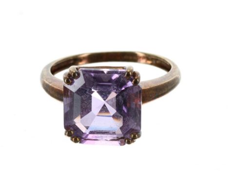 Amethyst 9ct single stone ring, 11.5mm, 3.3gm, ring size O 