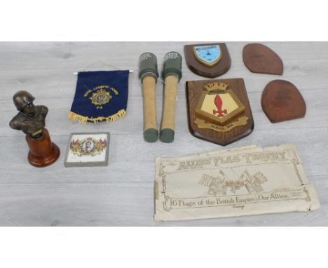 Selection of assorted military collectables and reproduction military items to include HMS London wall plaque, Wallot Interna