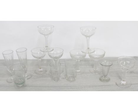 R. Lalique Pouilly drinking glass,&nbsp;stencil signed to the underside, 4.25" high (small chips to the rim); together with a