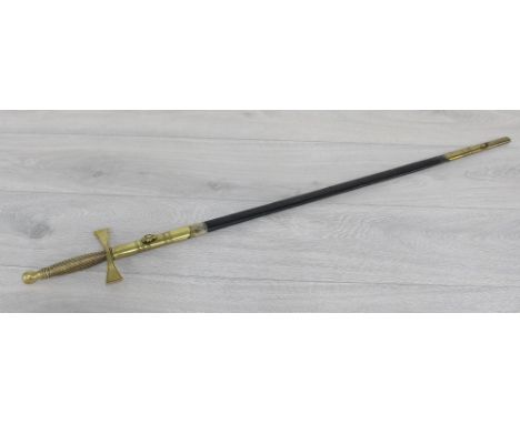 Spencer &amp; Co. Masonic dress sword, brass handle and engraved blade inscribed 'Spencer &amp; Co. Queen Street, London', in