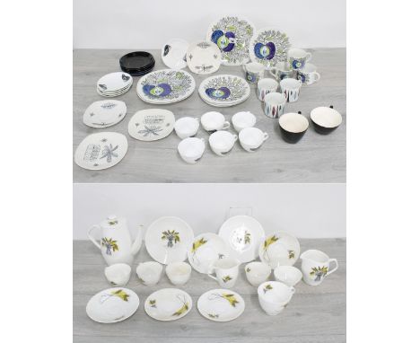 Rorstrand, Sweden - 'Eden' pattern tea set comprising four plates 8.5" diameter,&nbsp;four plates 7.5" diameter, four cups an