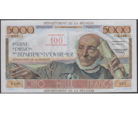 Caisse Centrale de la France d’Outre Mer, Reunion, 100 Nouveaux Francs on 5000 Francs, ND (1971), serial number Z.140 935, Po