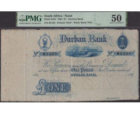 Durban Bank, unissued £1, 186-, serial number 05438, blue print, counterfoil included, in PMG holder 50, about uncirculated, 